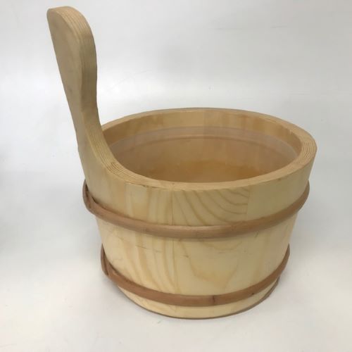 PAIL, Wooden w Handle 16cm H x 16.5cm D